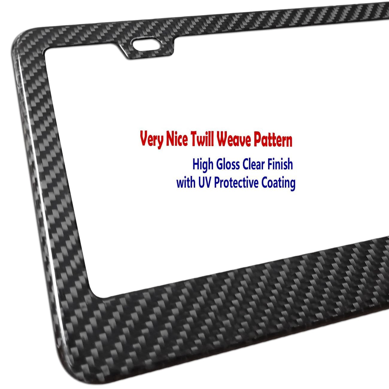 Carbon Fiber License Plate Frame - 100% Real Carbon Fiber Overlays Stainless Steel License Plate Frames | Stainless Steel Anti-Theft License Plate Screws | 1PC Black Gloss Plate Frame