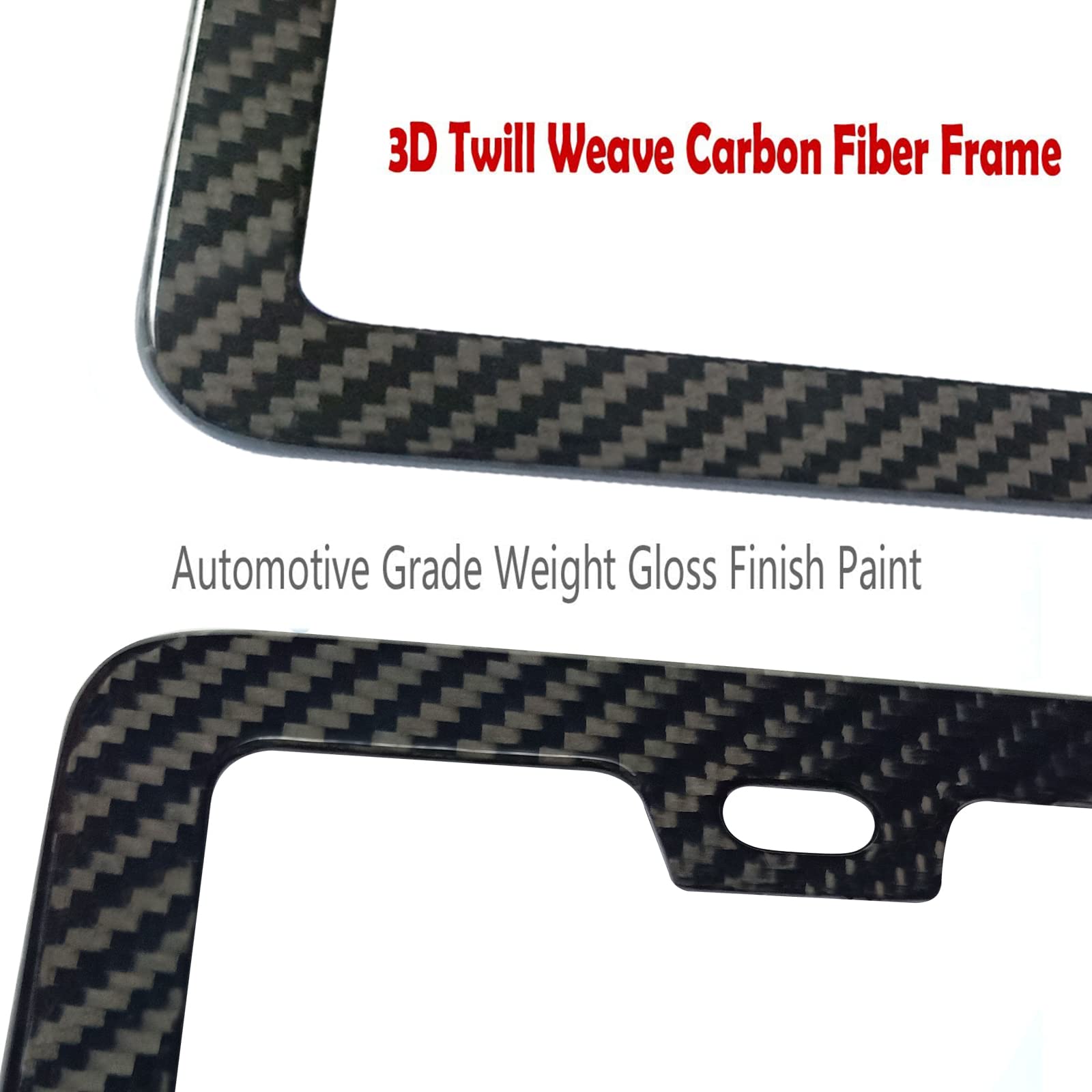 Carbon Fiber License Plate Frame - 100% Real Carbon Fiber Overlays Stainless Steel License Plate Frames | Stainless Steel Anti-Theft License Plate Screws | 1PC Black Gloss Plate Frame