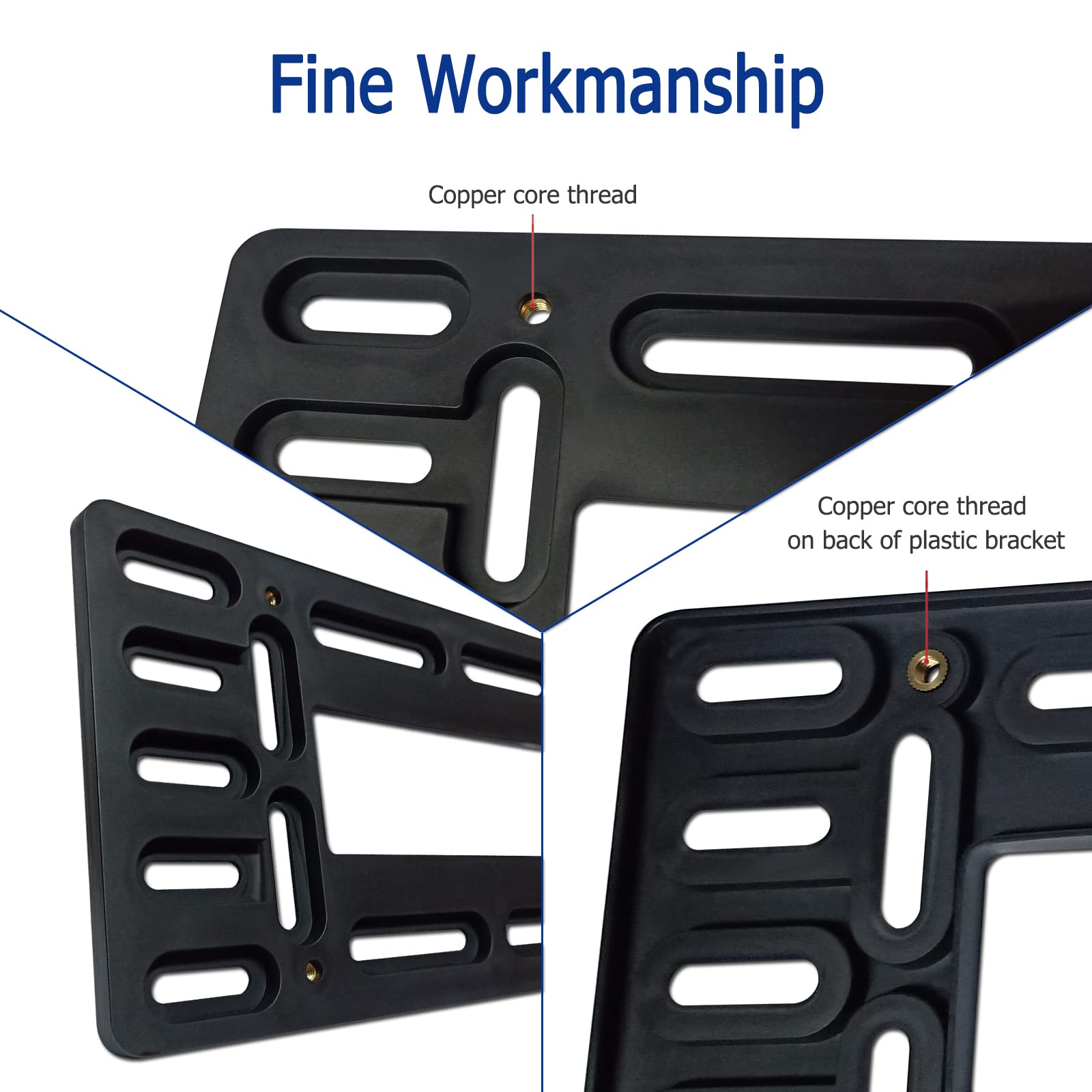 Carbon Fiber License Plate Frame - 100% Real Carbon Fiber Overlays Stainless Steel License Plate Frames | Stainless Steel Anti-Theft License Plate Screws | 1PC Black Gloss Plate Frame