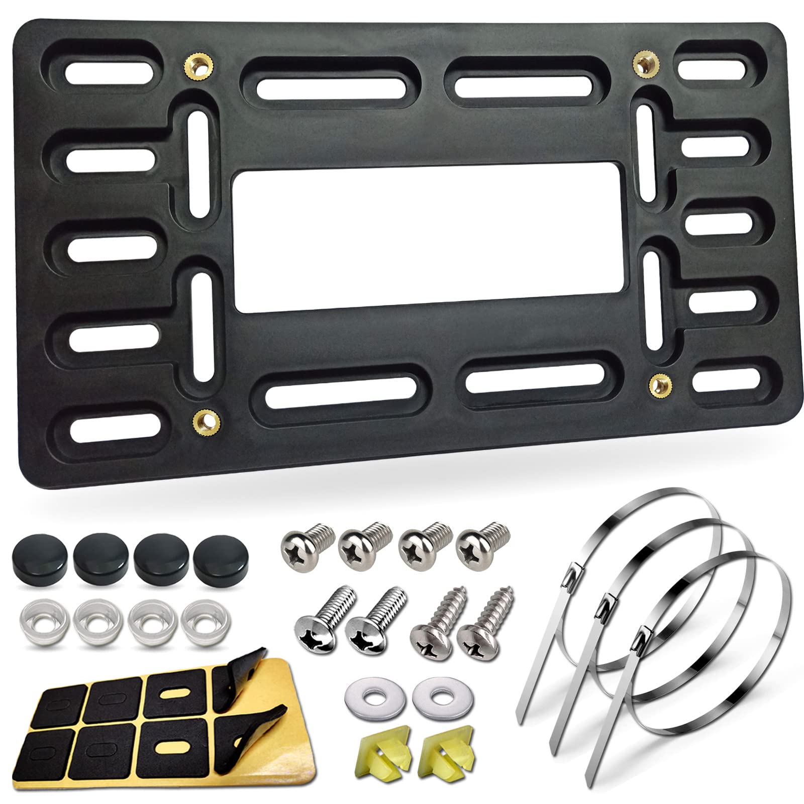 Carbon Fiber License Plate Frame - 100% Real Carbon Fiber Overlays Stainless Steel License Plate Frames | Stainless Steel Anti-Theft License Plate Screws | 1PC Black Gloss Plate Frame