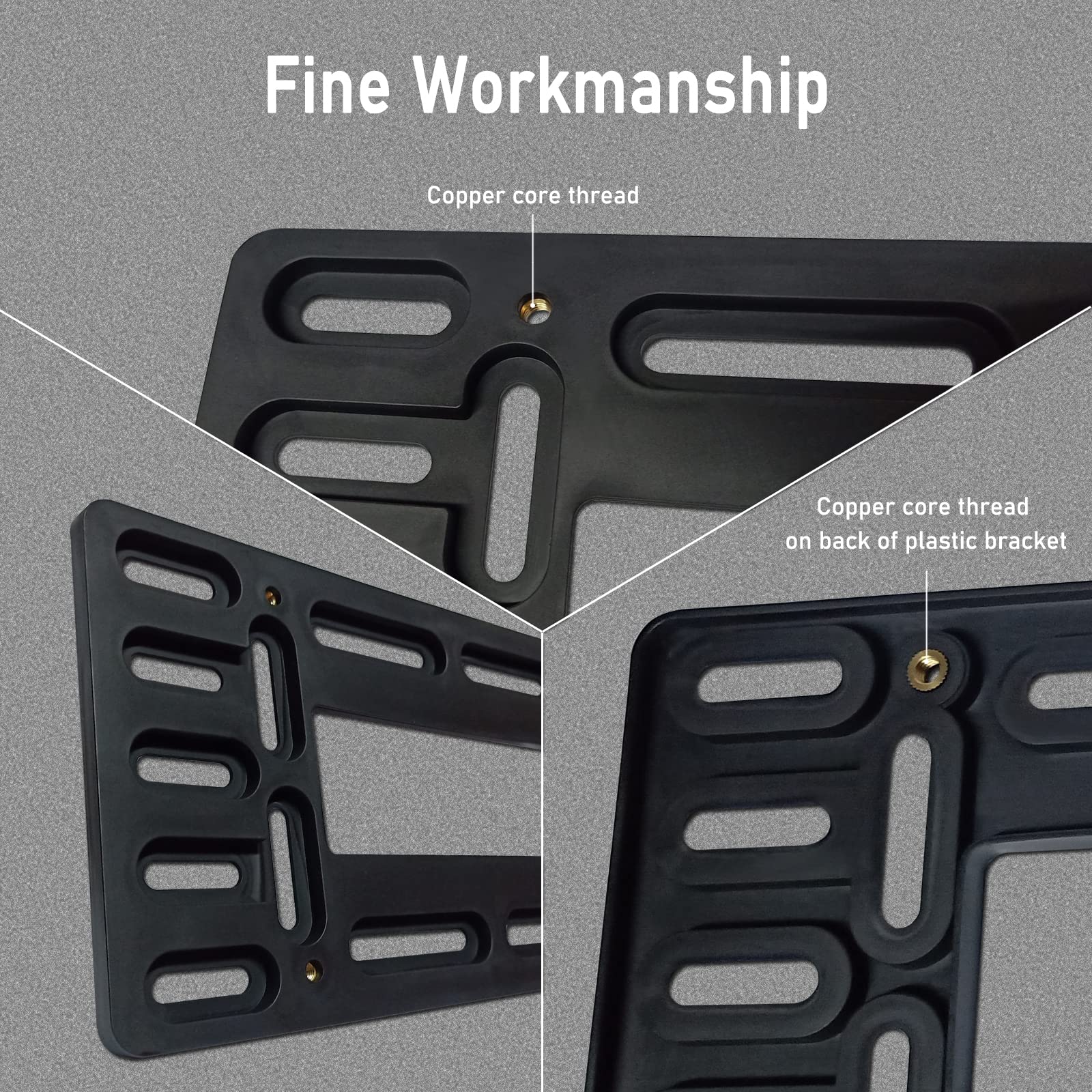 Carbon Fiber License Plate Frame - 100% Real Carbon Fiber Overlays Stainless Steel License Plate Frames | Stainless Steel Anti-Theft License Plate Screws | 1PC Black Gloss Plate Frame