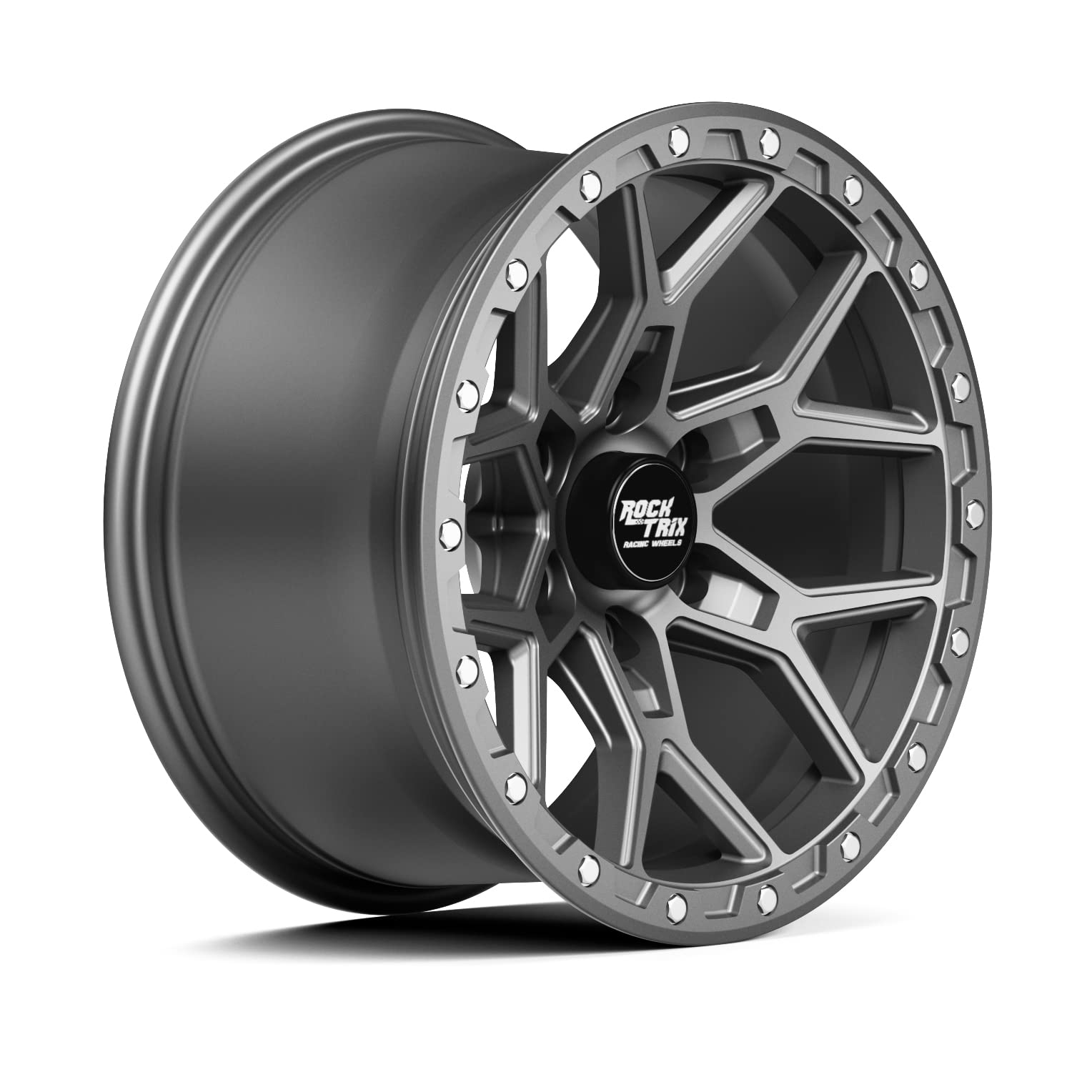 RockTrix RT107 20 inch Wheel Compatible with Ford 2021+ Bronco 20x9 6x5.5 Wheels (+12mm offset) 6x139.7 PCD, 93.1mm Bore, Gunmetal Gray Wheels, Also Compatible with 2019+ Ranger Rims