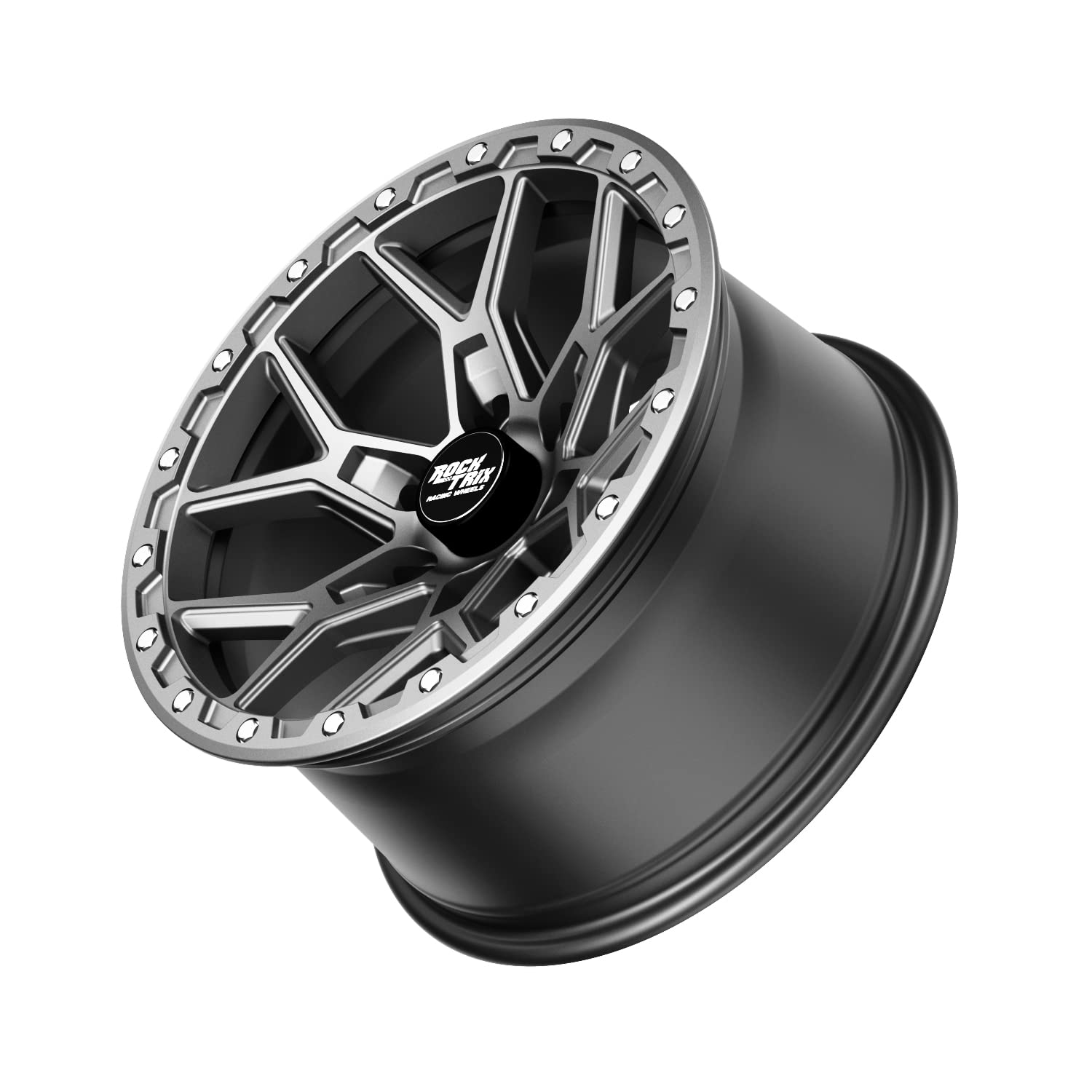 RockTrix RT107 20 inch Wheel Compatible with Ford 2021+ Bronco 20x9 6x5.5 Wheels (+12mm offset) 6x139.7 PCD, 93.1mm Bore, Gunmetal Gray Wheels, Also Compatible with 2019+ Ranger Rims