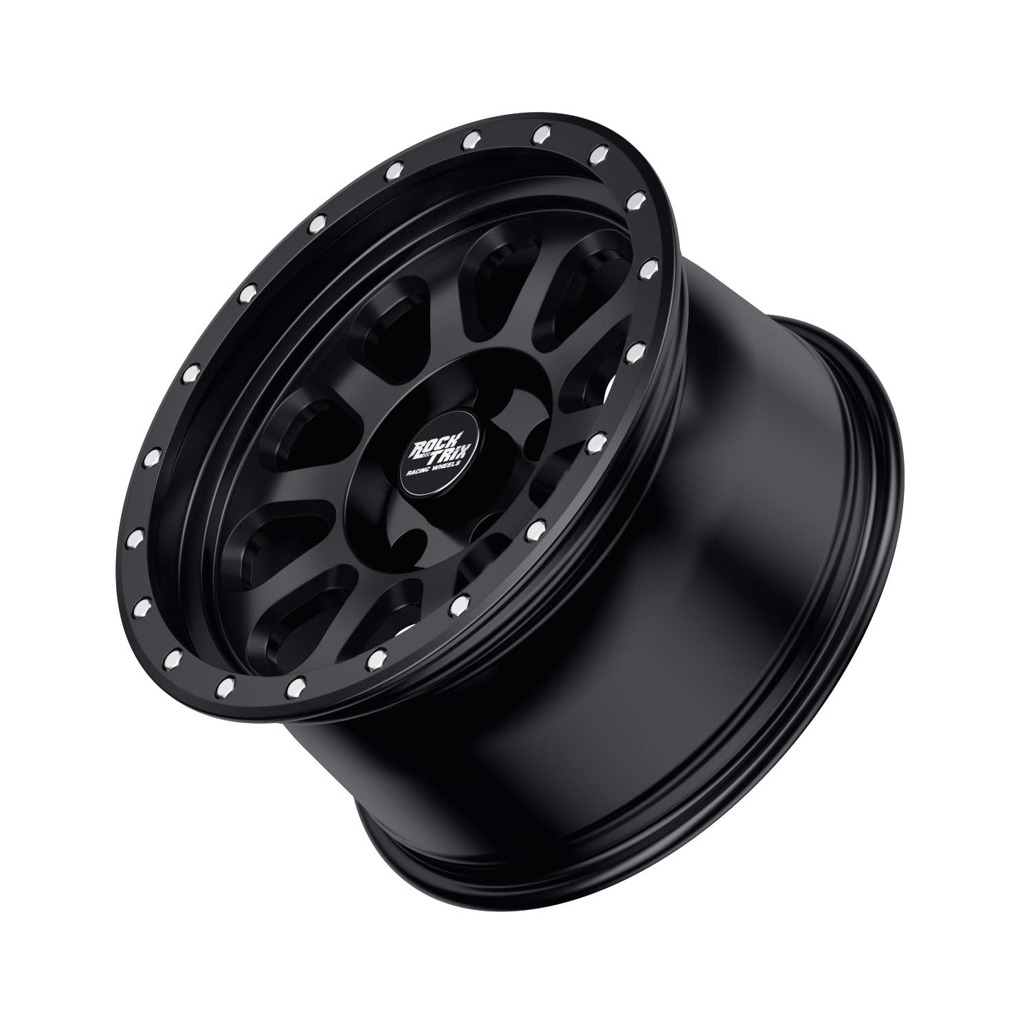 RockTrix RT111 18 Inch Wheel Compatible with Jeep Wrangler JK JL Gladiator JT Rims, 5x5" 5x127 PCD, 18x9-12mm Offset, 4.5" Backspace, 71.5mm Bore, Matte Black 18" Wheel