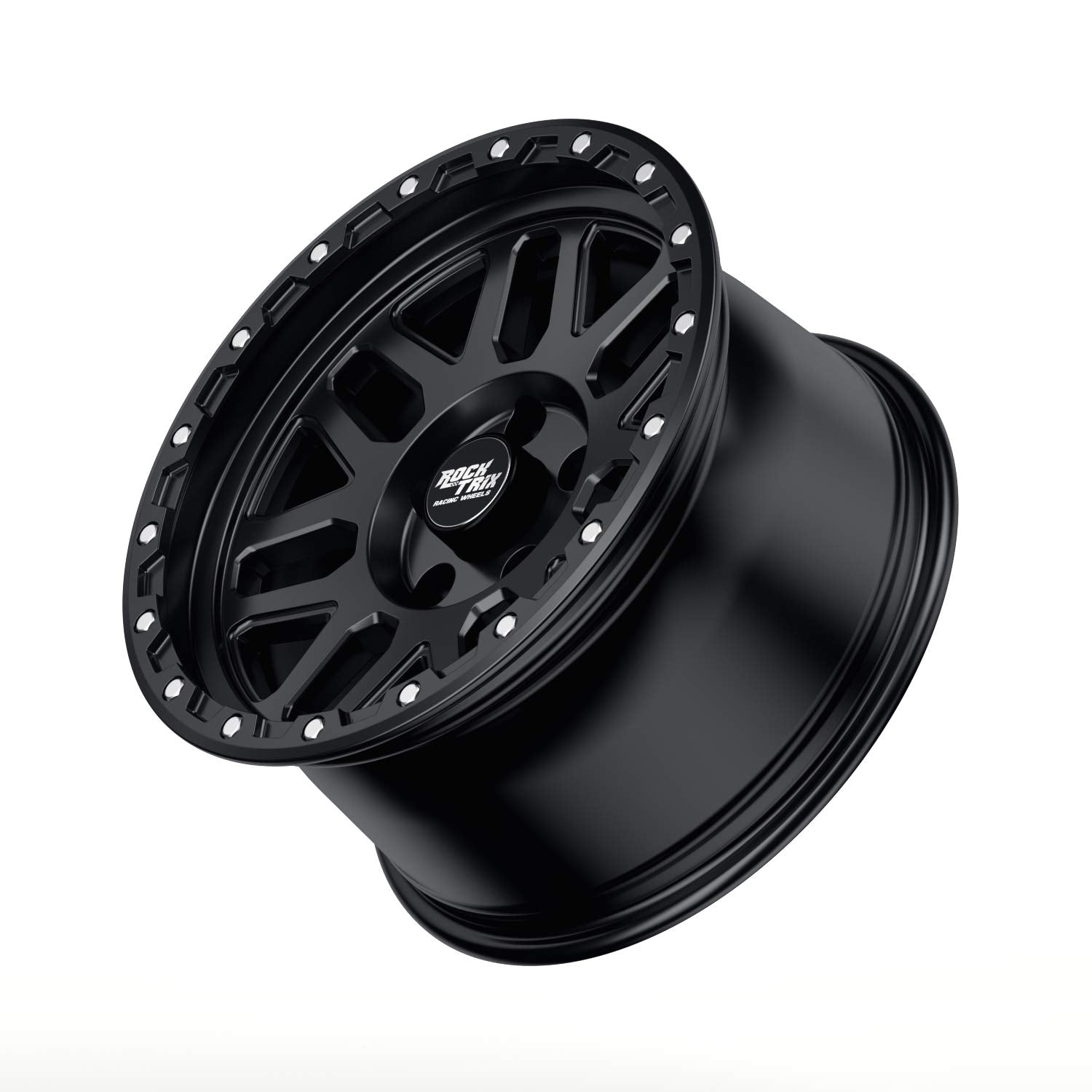 RockTrix RT110 18 inch Wheel Compatible with Jeep Wrangler JK JL 18x9 5x5 Wheels (-12mm Offset, 4.5in Backspace) 5x5 PCD, 71.5mm Bore, Black Wheels, Also fits Gladiator JT Rims