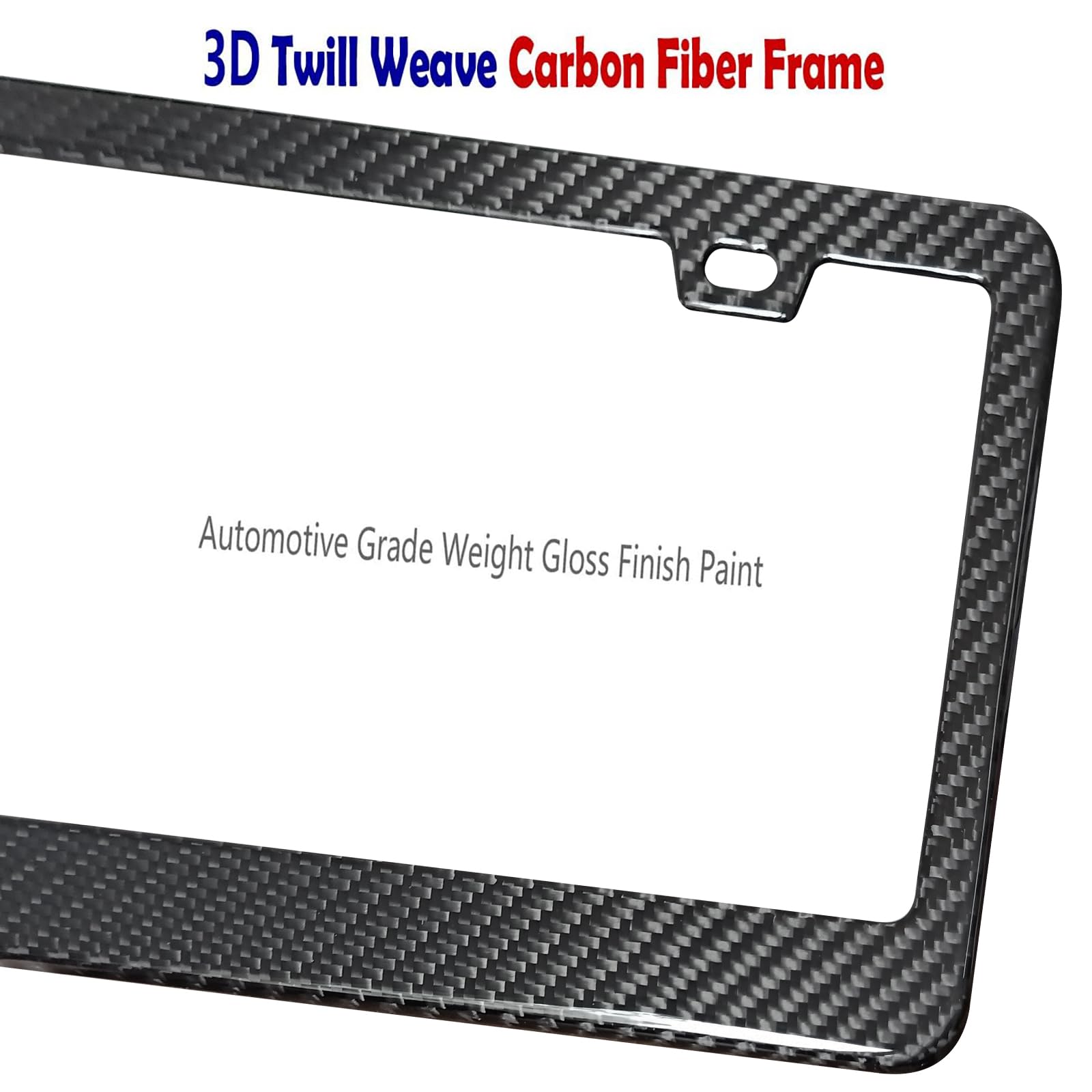 Carbon Fiber License Plate Frame - 100% Real Carbon Fiber Overlays Stainless Steel License Plate Frames | Stainless Steel Anti-Theft License Plate Screws | 1PC Black Gloss Plate Frame