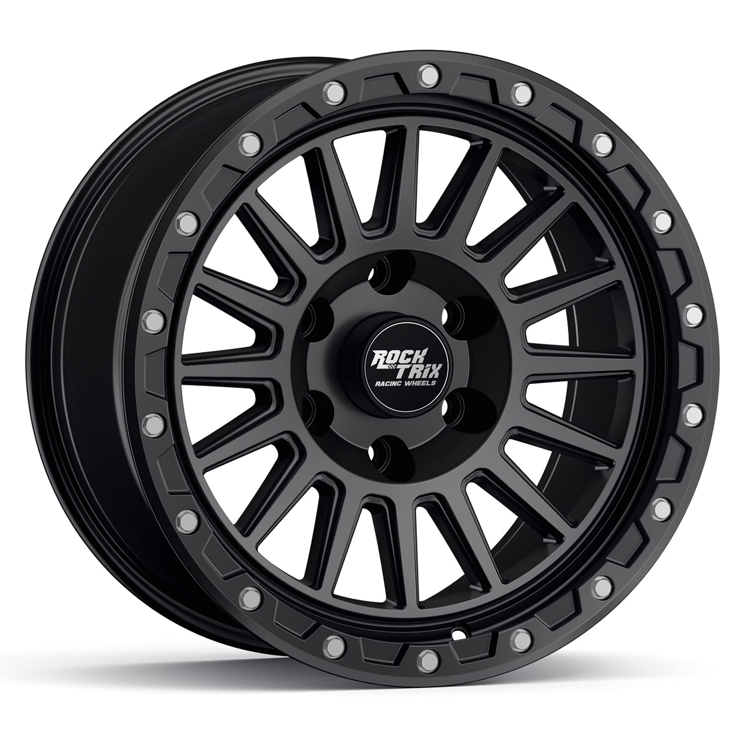 RockTrix RT113 20 inch Wheel Compatible with 2009-2024 Ford F150 18x9 6x135 Wheels (-12mm Offset, 4.5in Backspace) 87.1mm Bore, Black Wheels, Also fits 2022+ Bronco Raptor Rims