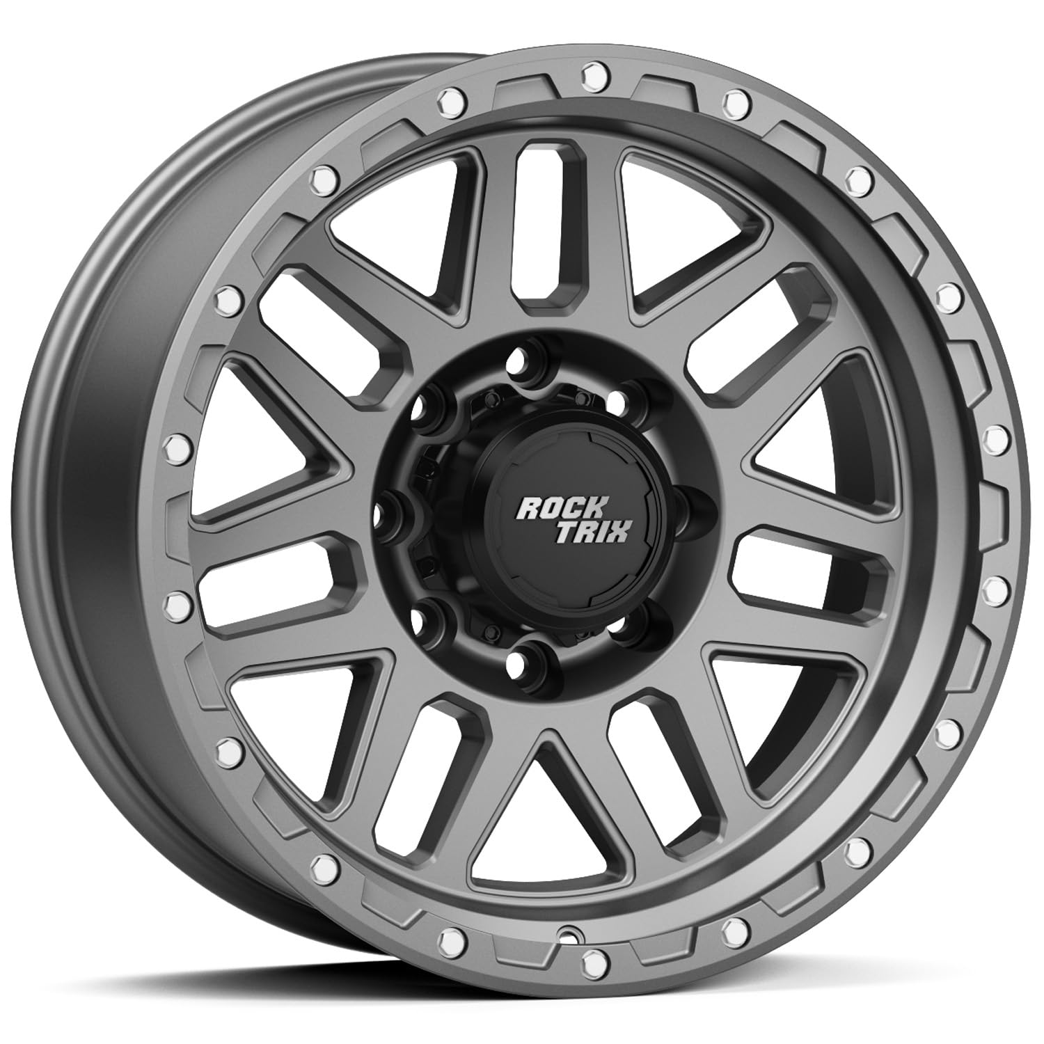 RockTrix RT110 20 inch Wheel 8x165.1 8x6.5 Compatible with Dodge Ram 2500 (1994-2024), 20x9 (-12 Offset, 4.5 Backspace), Gunmetal, Also fits Chevrolet GMC 2500 3500