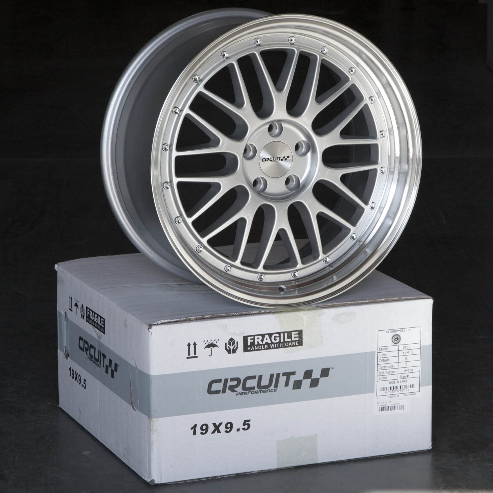 Circuit Performance CP30 19×9.5 Gloss Silver 5×114.3 [+35mm] Wheel Compatible with Honda Accord, Civic, Toyota Camry, Infiniti G35 G37