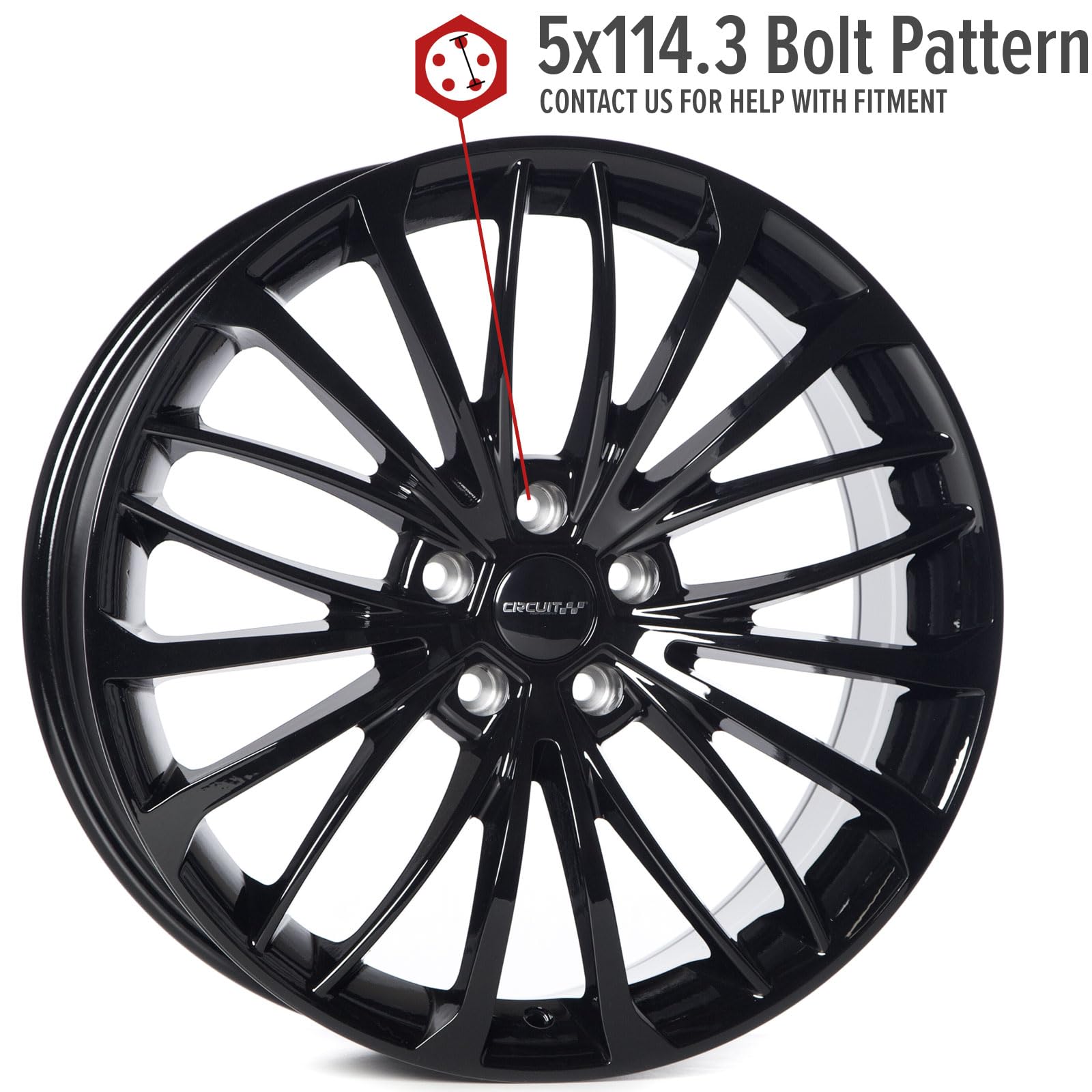 Circuit Performance CP36 19x8 Wheel Gloss Black 5x114.3 Bolt Pattern, 19 Inch, 40mm Offset, 73.1mm Compatible with Honda Accord, Civic, CRV, Nissan Altima, Toyota Camry etc