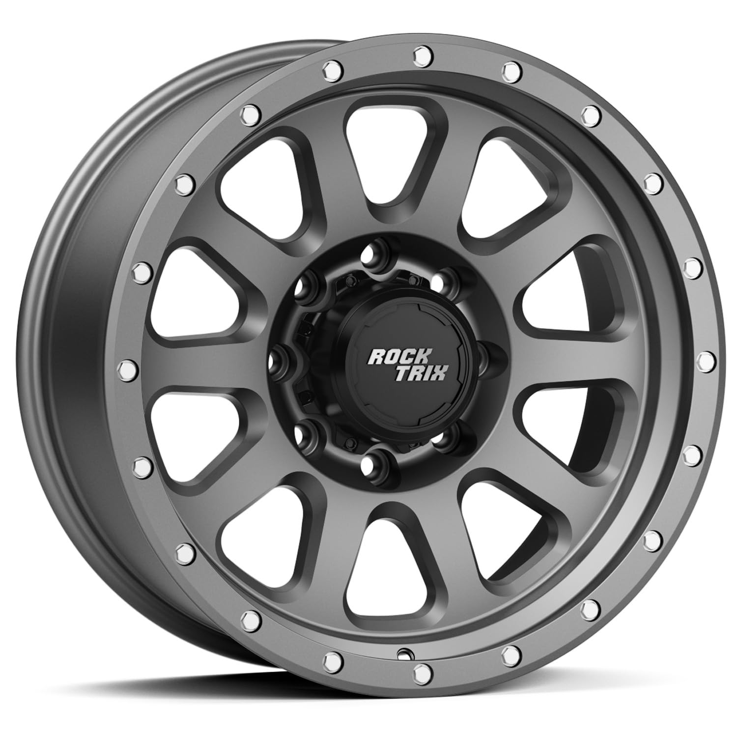 RockTrix RT111 20 inch Wheel 8x170 Compatible with Ford 1999+ F250 F350, 20x9 (-12 Offset, 4.5 Backspace), Gunmetal, Also fits 2000-2005 Excursion F-250 F-350 Super Duty